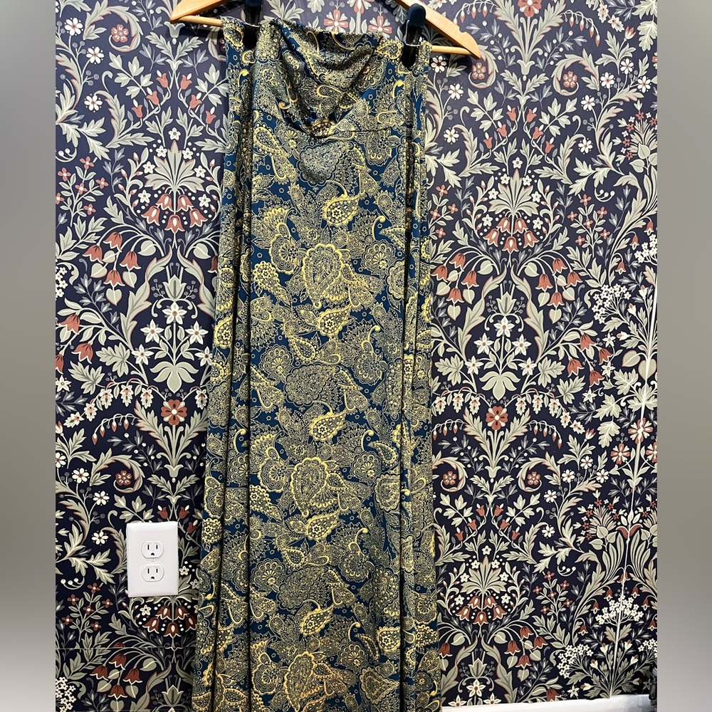 LuLaRoe Blue and Gold Paisley Dress